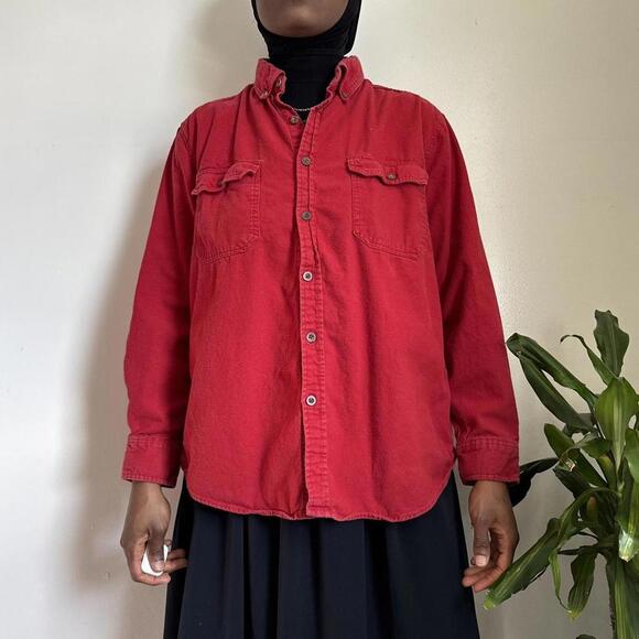 Lucky Brand Tops - Vintage Faded Glory‎ Ruby Red Flannel Button Up – Size L